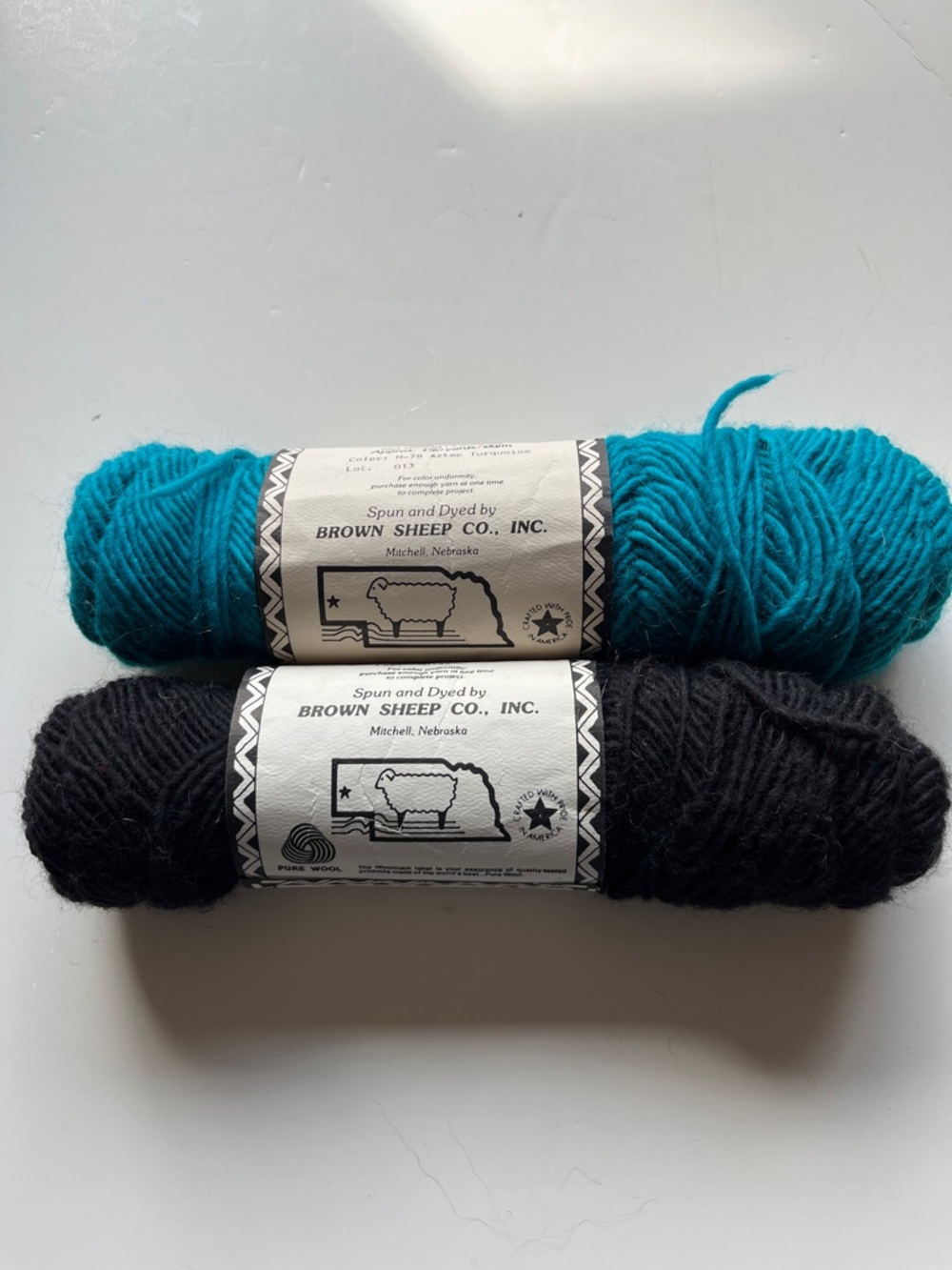 Brown Sheep Co. Hand-Dyed Wool Yarn - Teal & Black